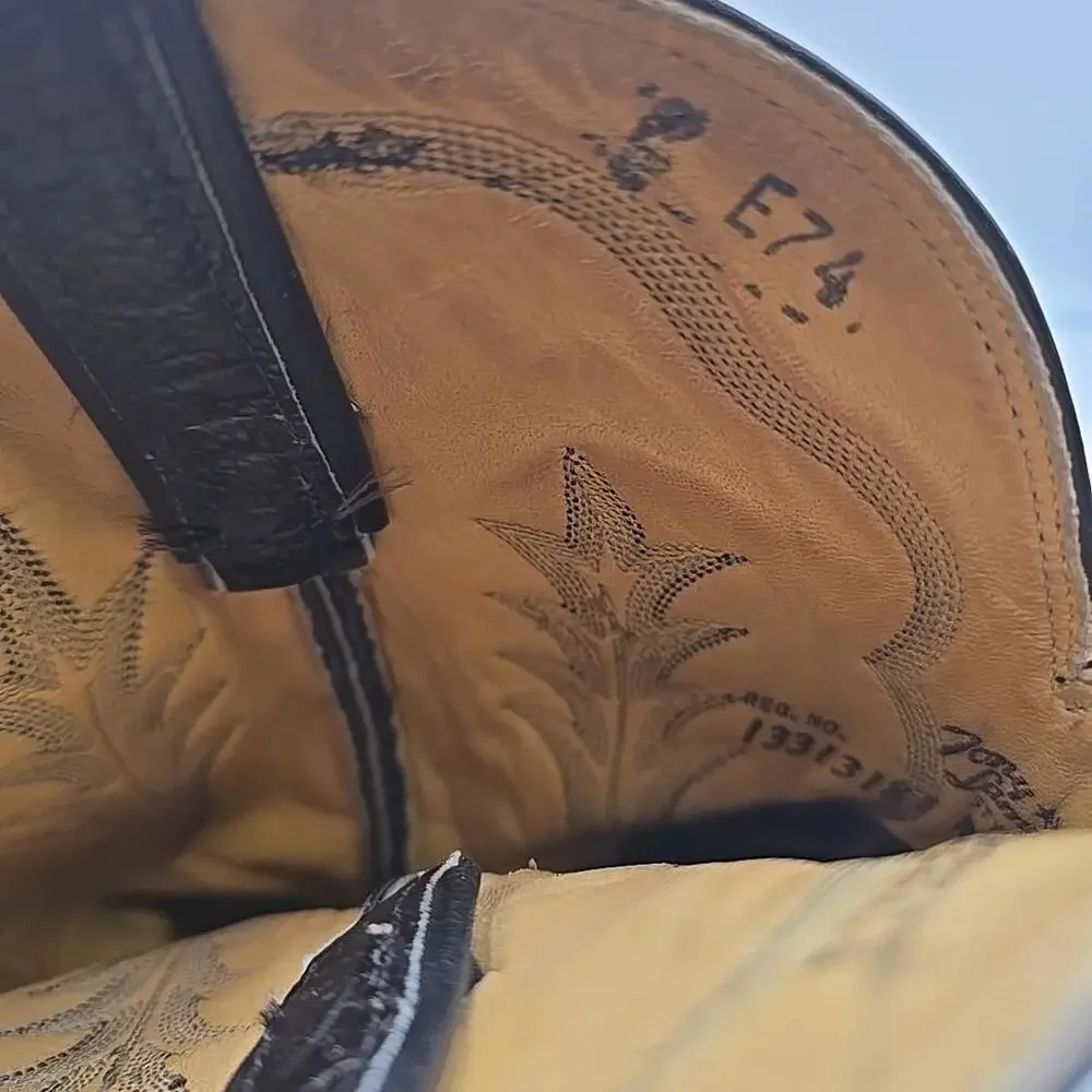Tony‎ Lama Mens Western Boots Size 8 D Leather Cowboy Black On Black